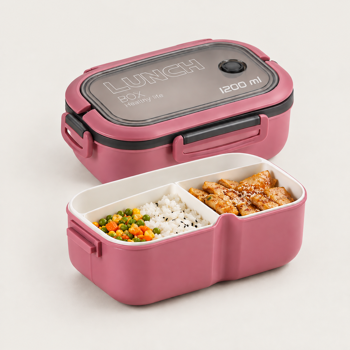 Lunchbox bento 1200 ml à 3 compartiments Ma lunchbox, coloris rose
