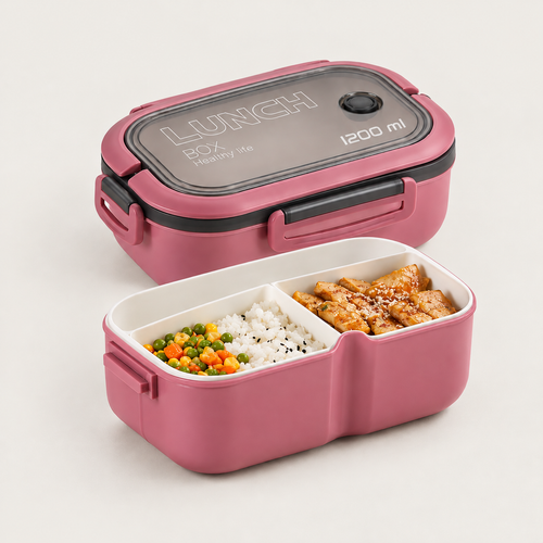 Lunchbox bento 1200 ml à 3 compartiments Ma lunchbox, coloris rose